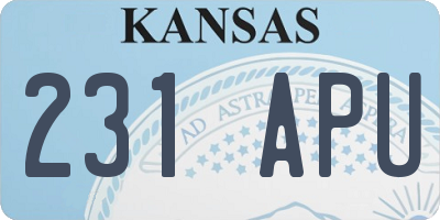 KS license plate 231APU