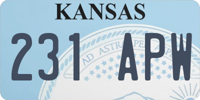 KS license plate 231APW