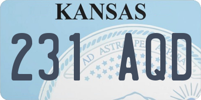 KS license plate 231AQD