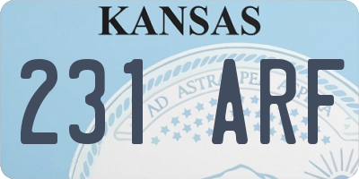 KS license plate 231ARF