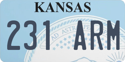 KS license plate 231ARM