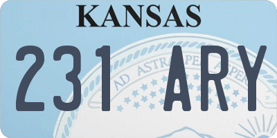 KS license plate 231ARY