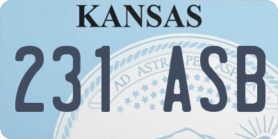 KS license plate 231ASB