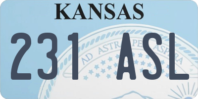 KS license plate 231ASL