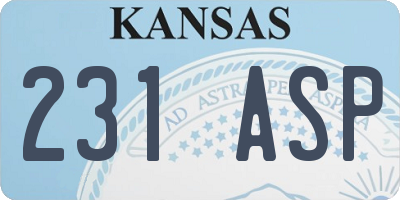 KS license plate 231ASP