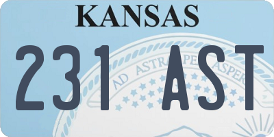 KS license plate 231AST