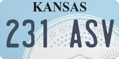 KS license plate 231ASV