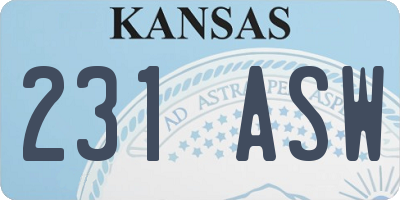 KS license plate 231ASW