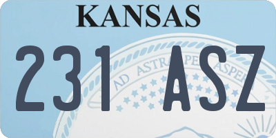 KS license plate 231ASZ