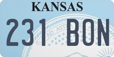 KS license plate 231BON