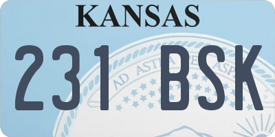 KS license plate 231BSK
