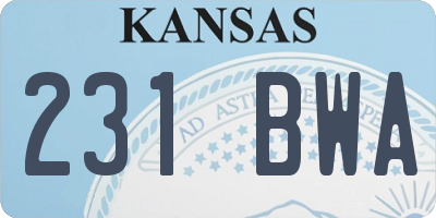 KS license plate 231BWA