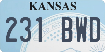 KS license plate 231BWD
