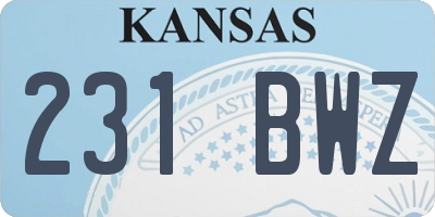 KS license plate 231BWZ