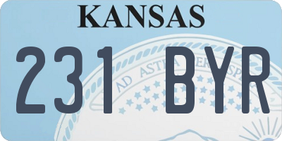 KS license plate 231BYR