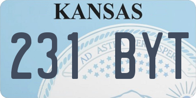 KS license plate 231BYT
