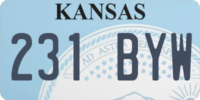 KS license plate 231BYW