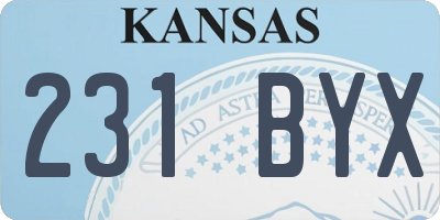 KS license plate 231BYX