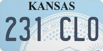 KS license plate 231CLO