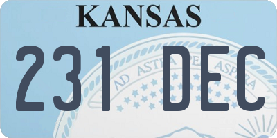 KS license plate 231DEC