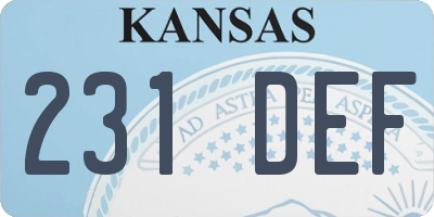 KS license plate 231DEF
