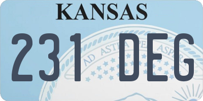KS license plate 231DEG