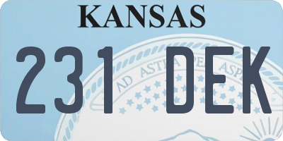 KS license plate 231DEK