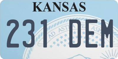 KS license plate 231DEM