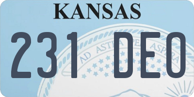KS license plate 231DEO