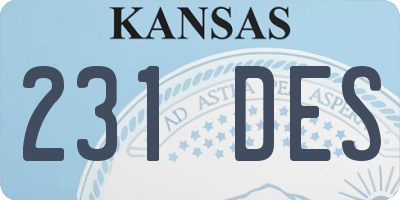 KS license plate 231DES