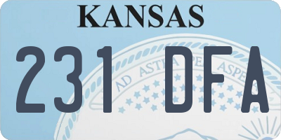 KS license plate 231DFA