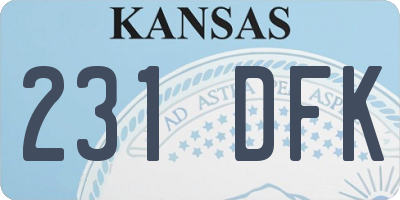 KS license plate 231DFK