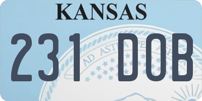 KS license plate 231DOB