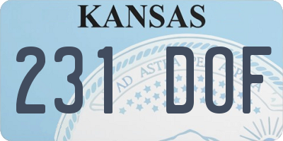KS license plate 231DOF