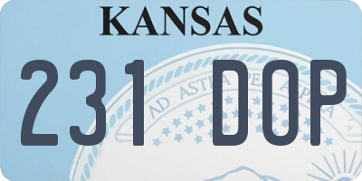 KS license plate 231DOP