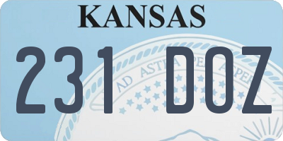 KS license plate 231DOZ