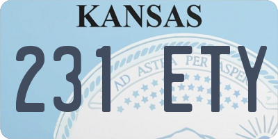 KS license plate 231ETY