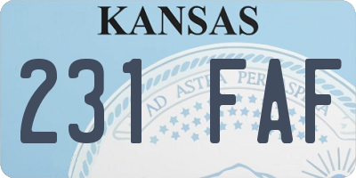 KS license plate 231FAF