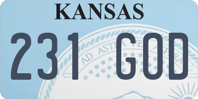 KS license plate 231GOD