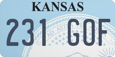 KS license plate 231GOF
