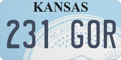 KS license plate 231GOR