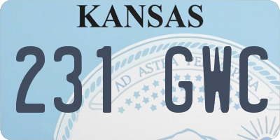 KS license plate 231GWC