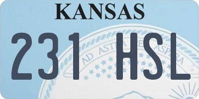 KS license plate 231HSL