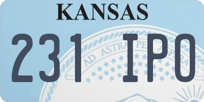 KS license plate 231IPO