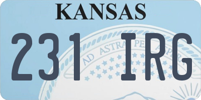 KS license plate 231IRG