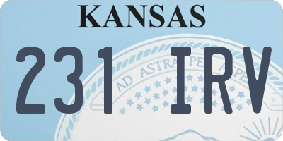 KS license plate 231IRV