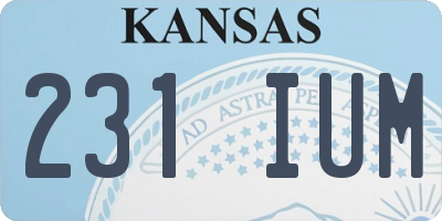 KS license plate 231IUM