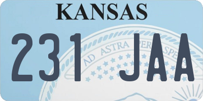 KS license plate 231JAA