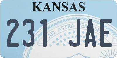 KS license plate 231JAE