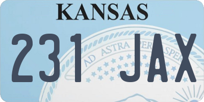 KS license plate 231JAX